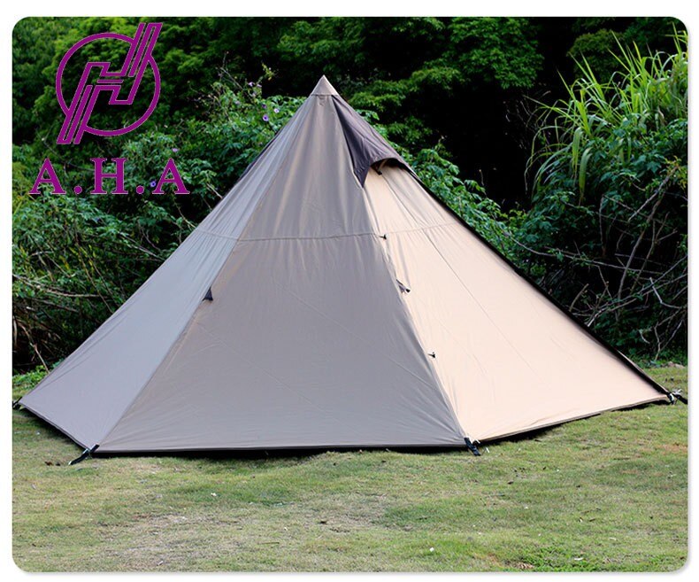 Cheap Goat Tents Outdoor Indian pyramid camping tent thickened black glue double layer storm proof camping tent sunshade windproof convenient   
